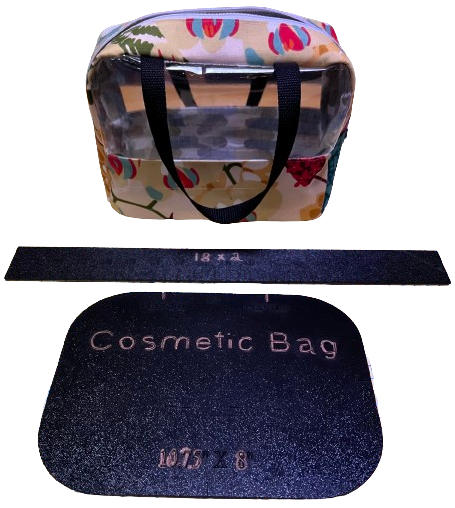 Cosmetic Bag, Fussy Cut Frame, Ruler