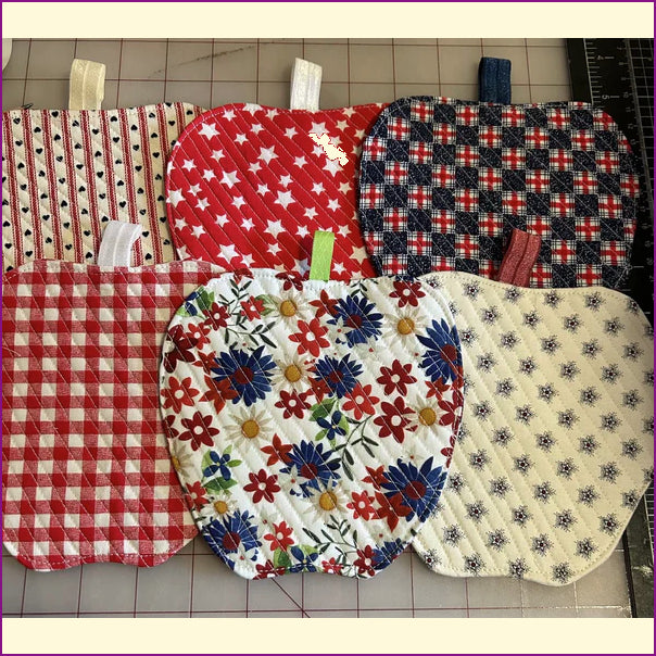 Apple Templates for Potholders, Coasters & more 3.75", 6" & 8"