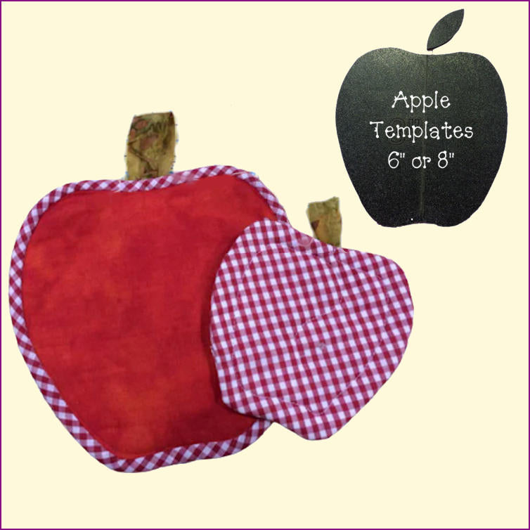 Apple Templates for Potholders, Coasters & more 3.75", 6" & 8"