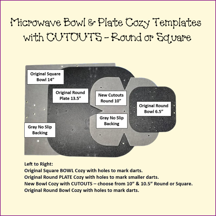 Microwave Bowl & Plate Cozy Templates with CUTOUTS - New!