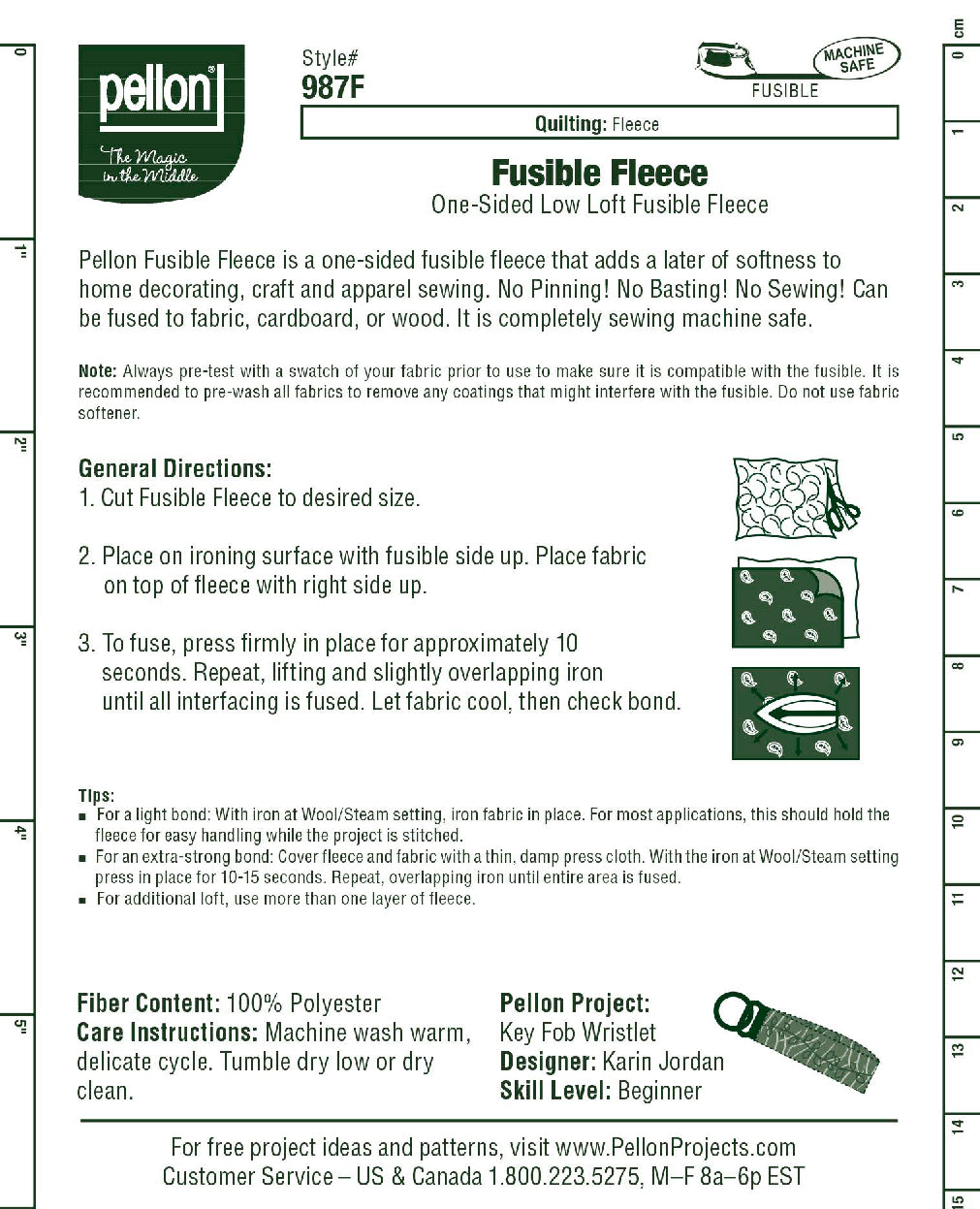 Pellon 987F One Sided Low Loft Fusible Fleece
