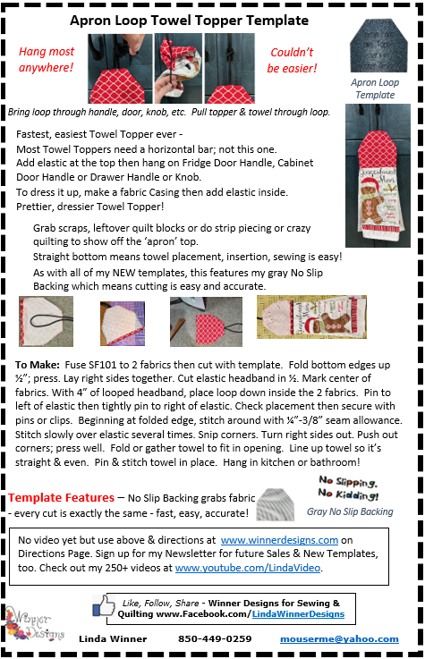 Towel Topper - Apron Loop Template