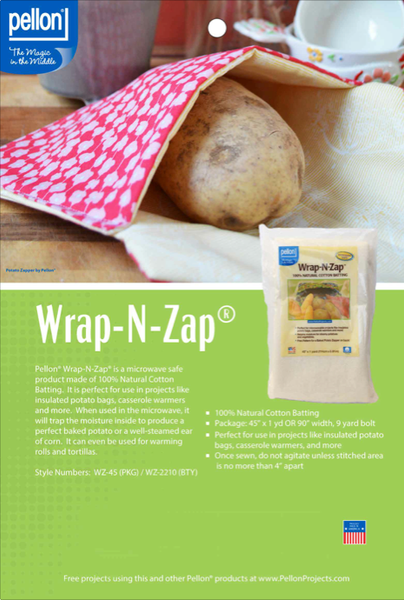 Pellon Natural Wrap-N-Zap Natural Cotton Batting 45 by 36-Inch 1 Pack New