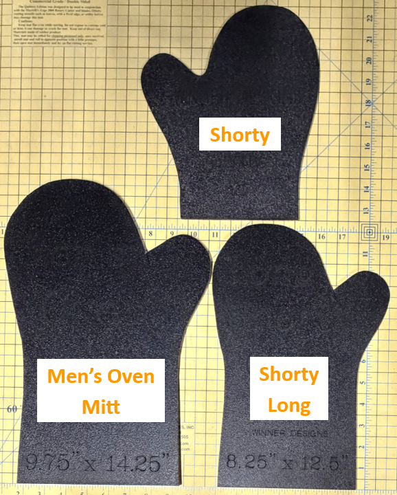 Oven Mitt Templates: Shorty, Shorty Long, for Men