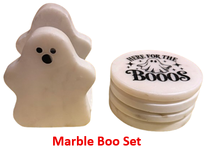 Halloween Coasters - Laser Etched Marble Halloween Ghost Coasters
