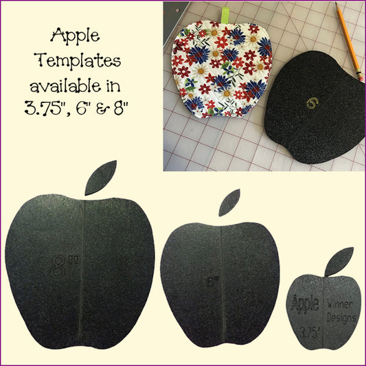 Apple Templates for Potholders, Coasters & more 3.75", 6" & 8"