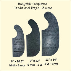 Baby Bib Templates Traditional Style 3 sizes