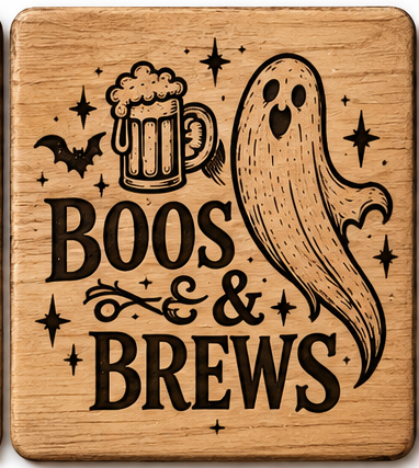 Halloween Coasters - Laser Etched Wood