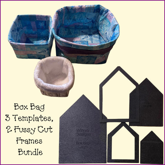 Box Bag 3 Templates, 2 Fussy Cut Frames Bundle