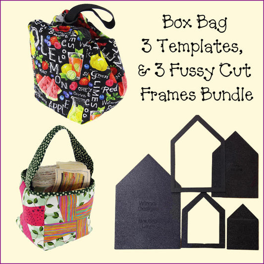 Box Bag 3 Templates, 3 Fussy Cut Frames Bundle