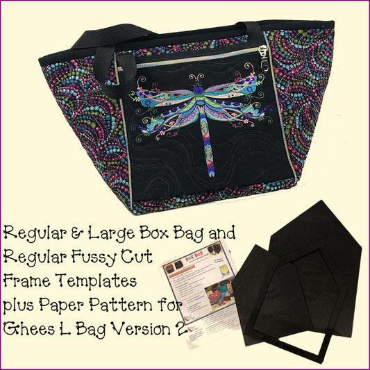 Box Bag 2 Templates, 1 Fussy Cut Frame Bundle plus L Bag Pattern Version 2