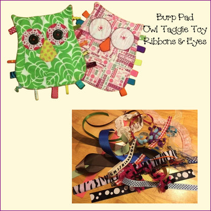 Burp Pad Owl Taggie Toy Ribbons & Eyes