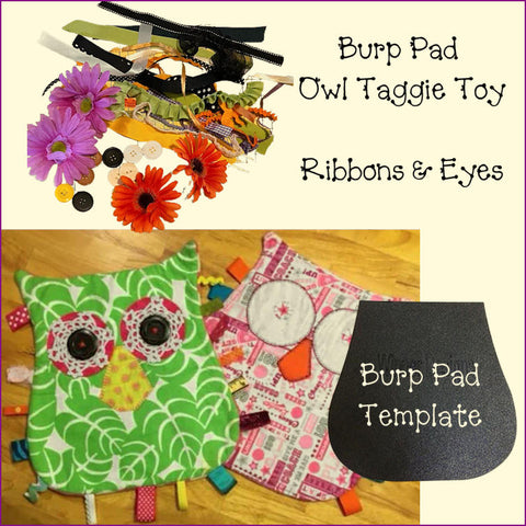 Burp Pad Owl Taggie Toy Ribbons & Eyes