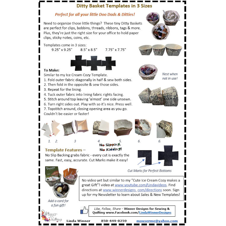 Ditty Basket Templates - Multiple Sizes