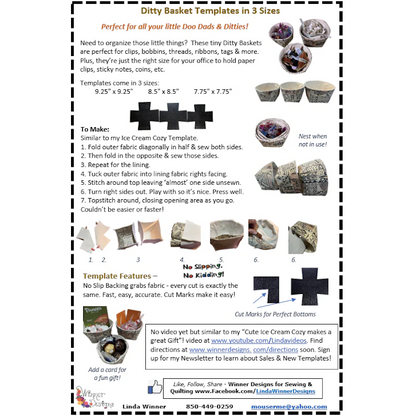 Ditty Basket Templates - Multiple Sizes