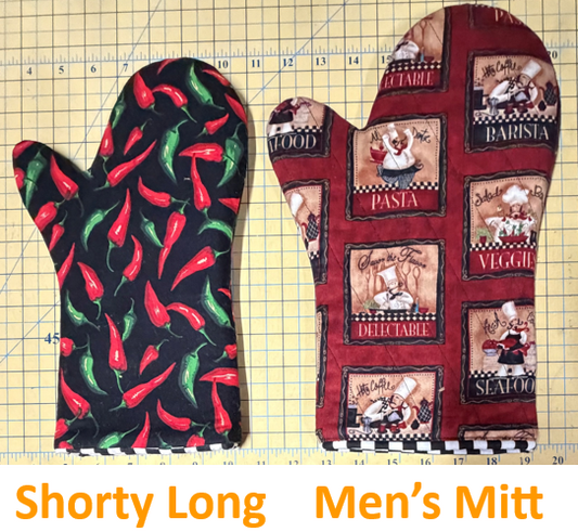 Oven Mitt Templates: Shorty, Shorty Long, for Men