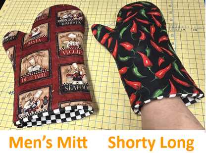 Oven Mitt Templates: Shorty, Shorty Long, for Men