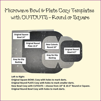 Microwave Bowl & Plate Cozy Templates with CUTOUTS - New!