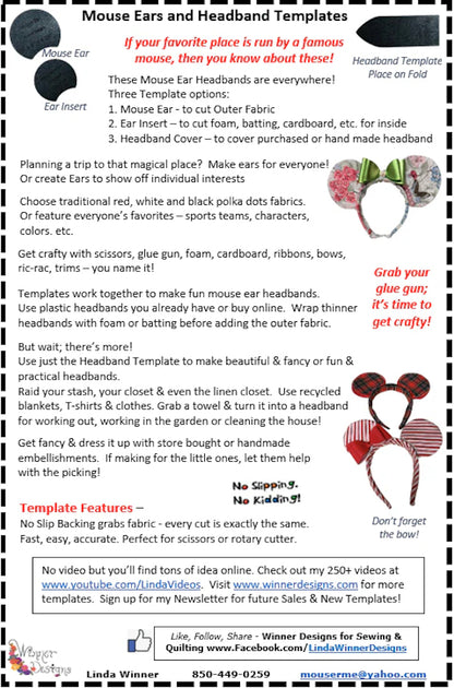 Mouse Ears plus Headband Templates