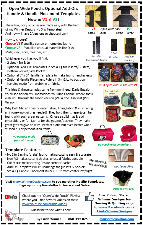 Open Wide Pouch Templates - V1 & V2!