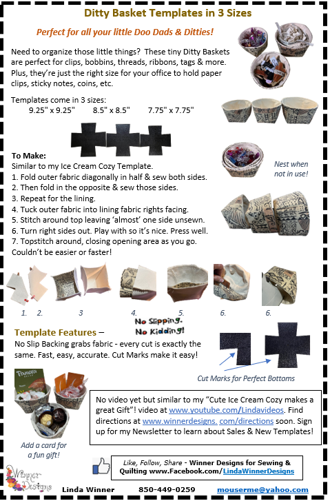 Ditty Basket Templates - Multiple Sizes