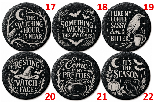 Halloween Coasters - Laser Etched Slate