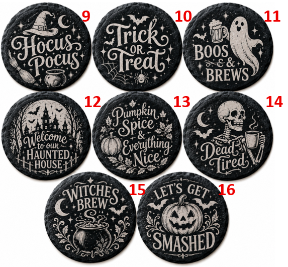 Halloween Coasters - Laser Etched Slate