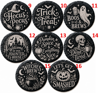 Halloween Coasters - Laser Etched Slate