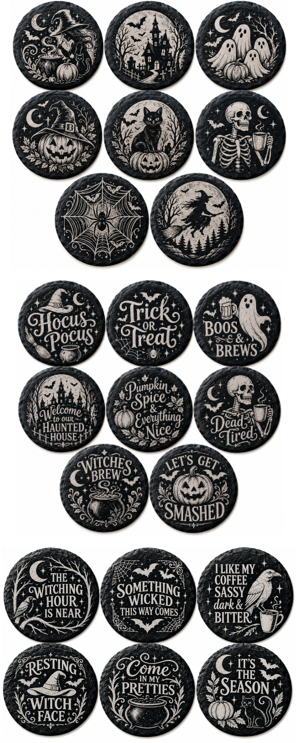Halloween Coasters - Laser Etched Slate