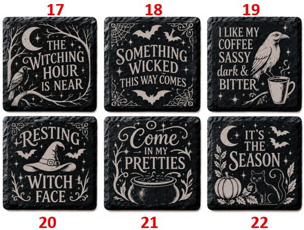 Halloween Coasters - Laser Etched Slate