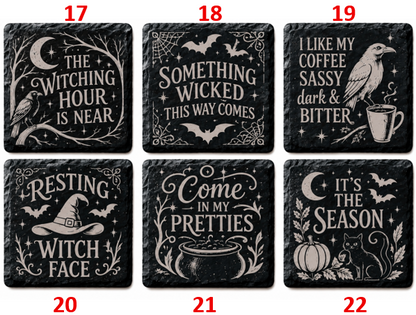 Halloween Coasters - Laser Etched Slate