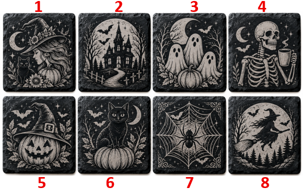 Halloween Coasters - Laser Etched Slate