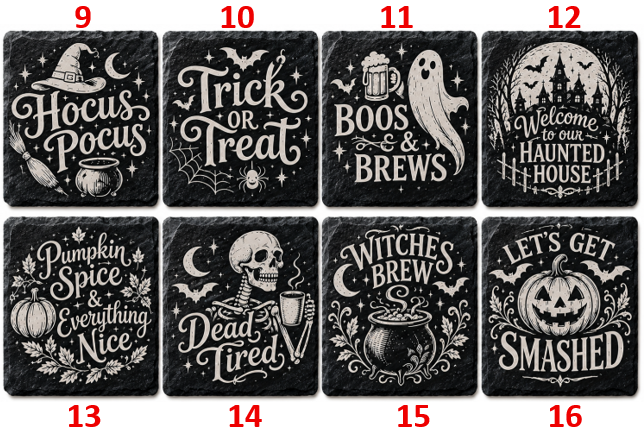 Halloween Coasters - Laser Etched Slate