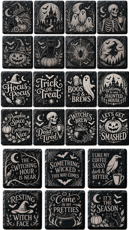 Halloween Coasters - Laser Etched Slate