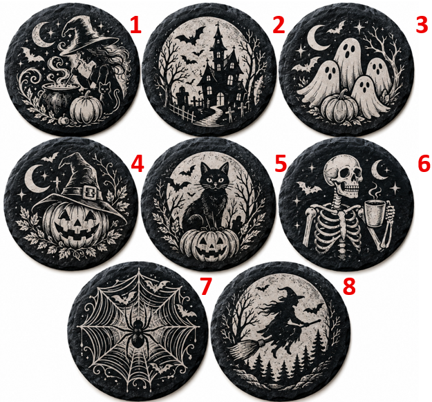 Halloween Coasters - Laser Etched Slate