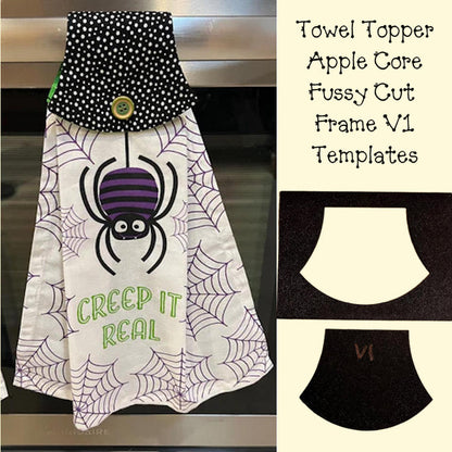 Towel Topper - Apple Core, Fussy Cut Frame V1