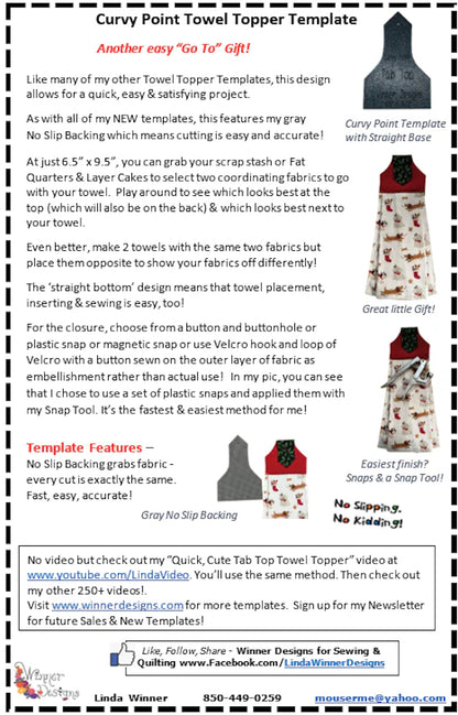 Towel Topper - Curvy Point Tab Top Template